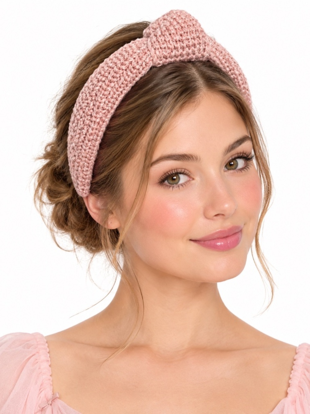 New Kate Spade English Rose Pink Knit Knot Headband Rosette Coquette Cottagecore